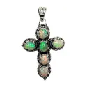 pendentif croix argent plus opales