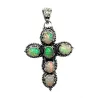 pendentif croix argent plus opales
