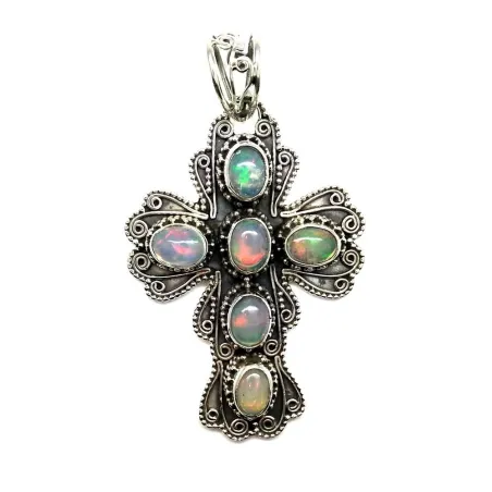 pendentif argent massif 925 avec opales