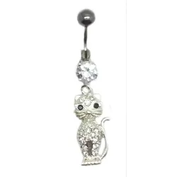 mignon petit chat en  piercing de nombril-bijouxbijoux.ch