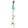 piercing de nombril composé d'une fleur en strass et d'un pendentif en argent. - bijouxbijoux.ch