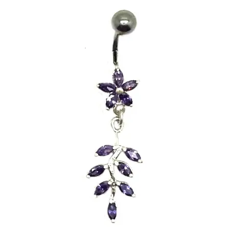 piercing de nombril en argent avec de nombreux strass très beaux.-bijouxbijoux.ch