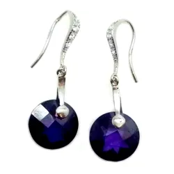 boucles d'oreilles en argent pas cher existe en transparent ou violet.-bijouxbijoux.ch